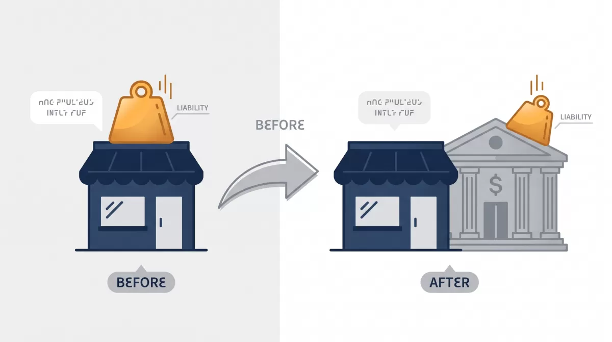 Before and after illustration showing fraud liability shifting from merchant to issuing bank after 3D Secure authentication
