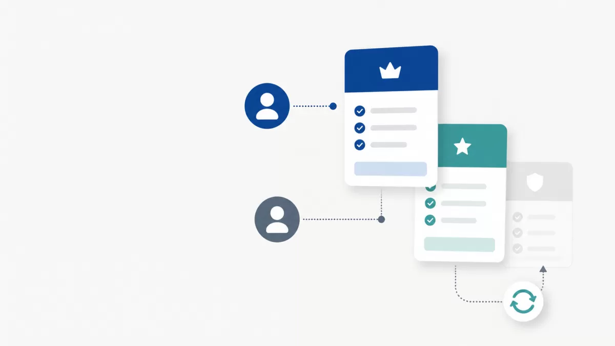 Diagram illustrating a user account transitioning between subscription tiers with an automated fallback role, representing the Drupal Commerce license and access-control pattern described in the article.
